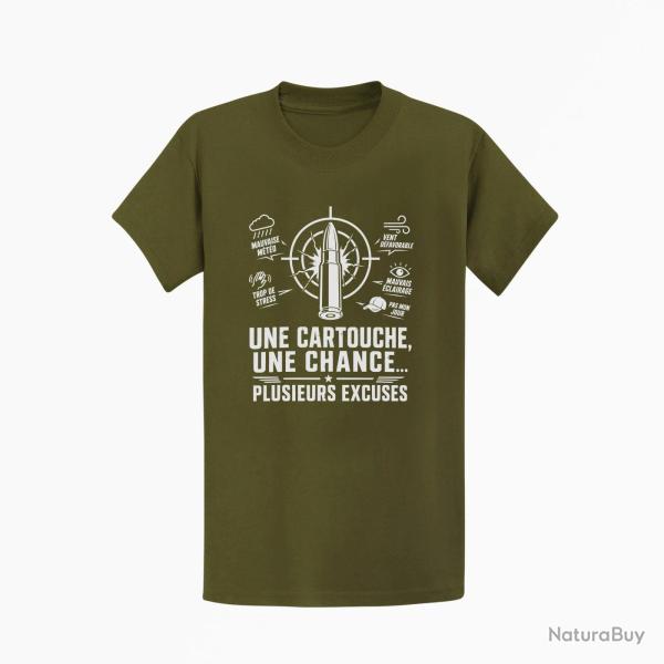 T-shirt Tir Sportif Une cartouche plusieurs excuses Kaki / Blanc