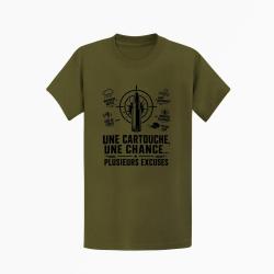 T-shirt Tir Sportif Une cartouche plusieurs excuses Kaki / Noir