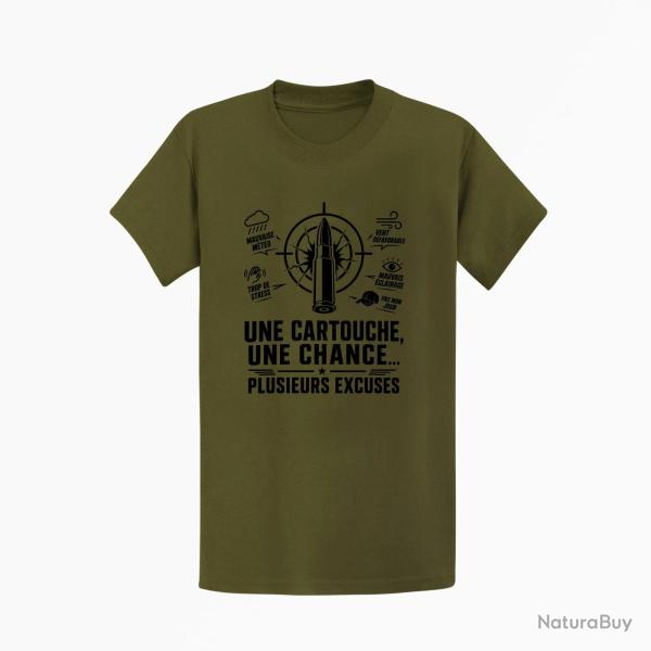 T-shirt Tir Sportif Une cartouche plusieurs excuses Kaki / Noir