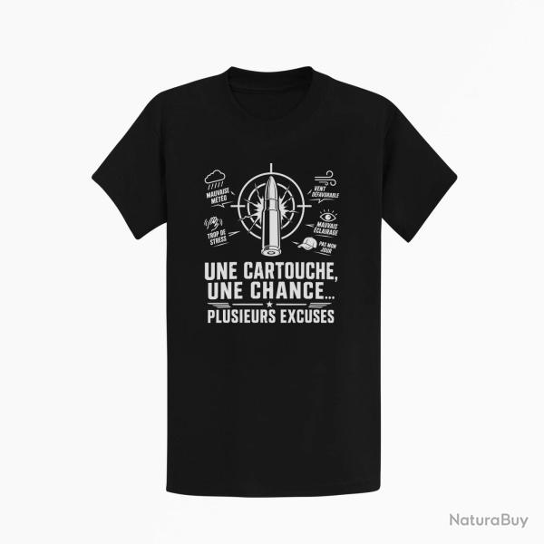 T-shirt Tir Sportif Une cartouche plusieurs excuses Noir