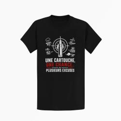 T-shirt Tir Sportif Une cartouche plusieurs excuses Noir / Orange
