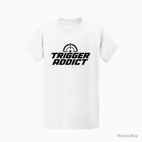 T-shirt Tir Sportif Trigger Addict Typographie Blanc