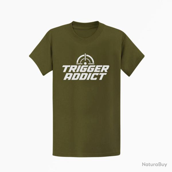 T-shirt Tir Sportif Trigger Addict Typographie Kaki / Blanc