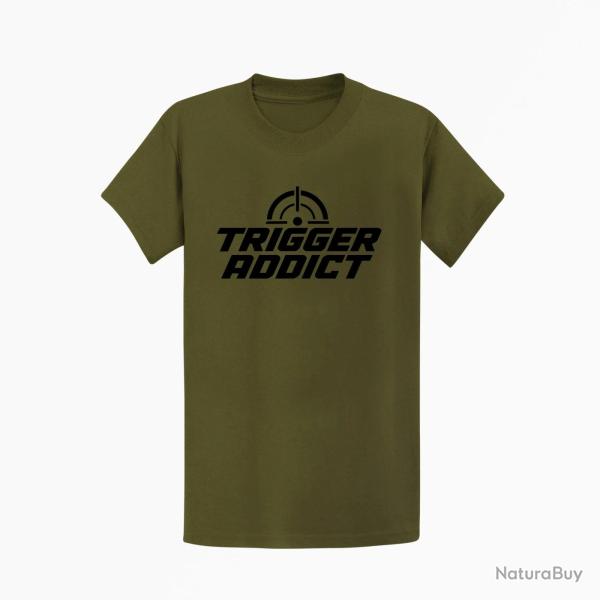 T-shirt Tir Sportif Trigger Addict Typographie Kaki / Noir