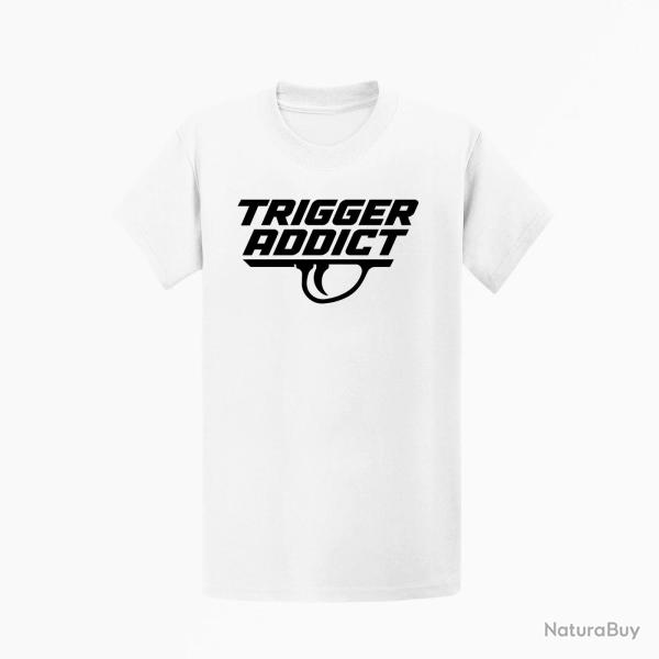 T-shirt Tir Sportif Trigger Addict D�tente typographique Blanc