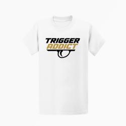 T-shirt Tir Sportif Trigger Addict D&eacute;tente typographique Blanc / Orange