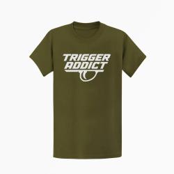 T-shirt Tir Sportif Trigger Addict D&eacute;tente typographique Kaki / Blanc
