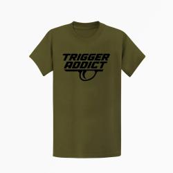 T-shirt Tir Sportif Trigger Addict D&eacute;tente typographique Kaki / Noir