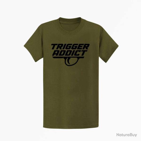 T-shirt Tir Sportif Trigger Addict D�tente typographique Kaki / Noir