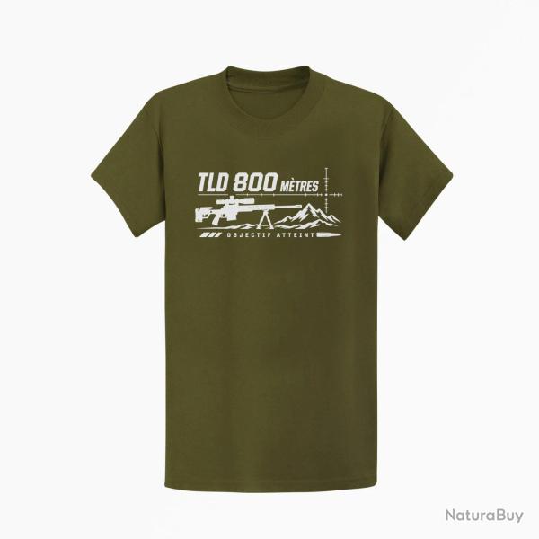 T-shirt Tir Sportif TLD 800 m�tres Objectif atteint Kaki / Blanc