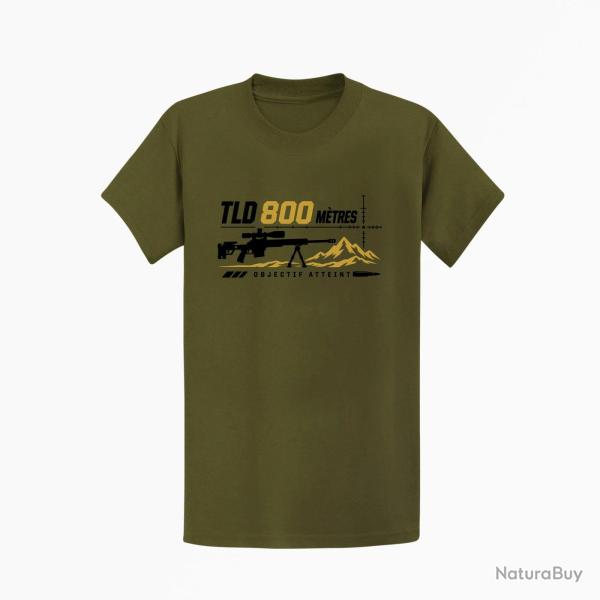 T-shirt Tir Sportif TLD 800 m�tres Objectif atteint Kaki / Noir et dor�