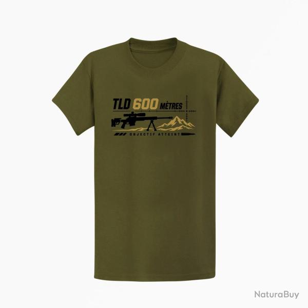 T-shirt Tir Sportif TLD 600 m�tres Objectif atteint Kaki / Noir et dor�