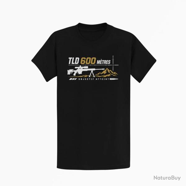 T-shirt Tir Sportif TLD 600 m�tres Objectif atteint Noir / Blanc et dor�