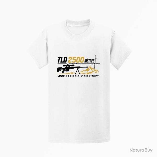 T-shirt Tir Sportif TLD 2500 m�tres Objectif atteint Blanc / Noir et dor�