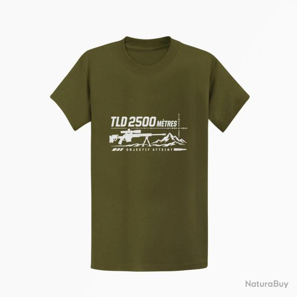 T-shirt Tir Sportif TLD 2500 m�tres Objectif atteint Kaki / Blanc