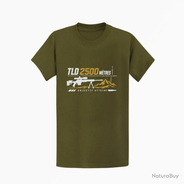 T-shirt Tir Sportif TLD 2500 m�tres Objectif atteint Kaki / Blanc et dor�