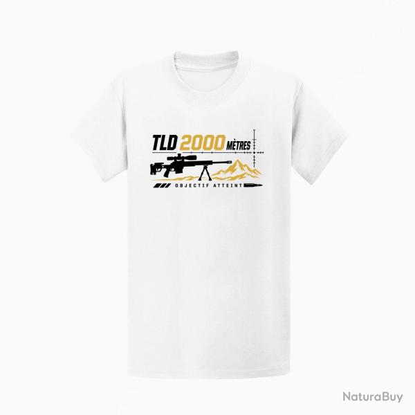 T-shirt Tir Sportif TLD 2000 m�tres Objectif atteint Blanc / Noir et dor�