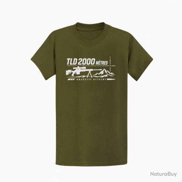 T-shirt Tir Sportif TLD 2000 m�tres Objectif atteint Kaki / Blanc
