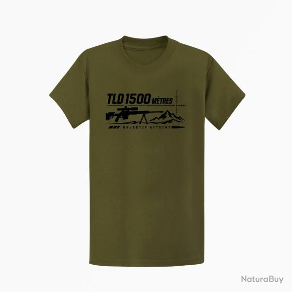 T-shirt Tir Sportif TLD 1500 m�tres Objectif atteint Kaki / Noir