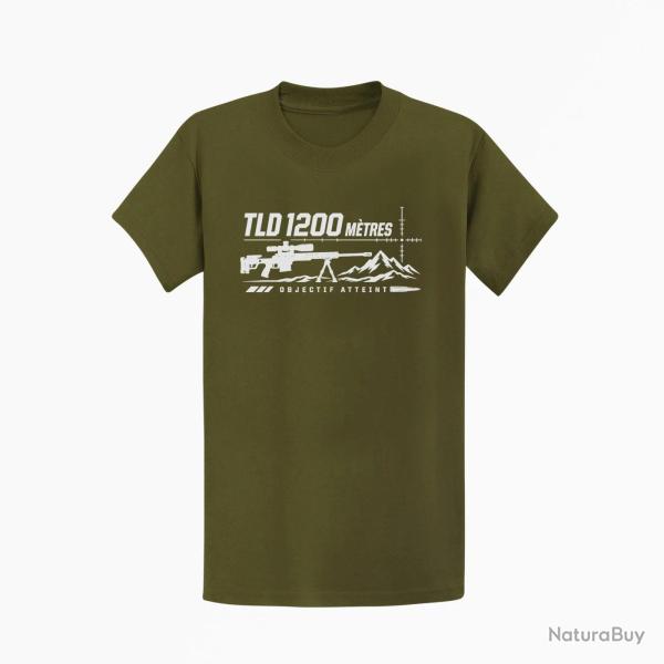 T-shirt Tir Sportif TLD 1200 m�tres Objectif atteint Kaki / Blanc