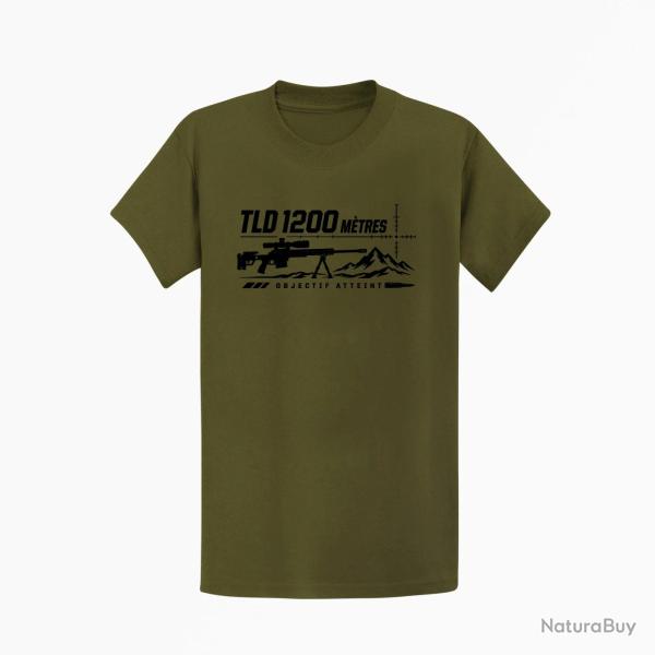 T-shirt Tir Sportif TLD 1200 m�tres Objectif atteint Kaki / Noir