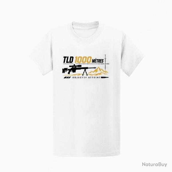 T-shirt Tir Sportif TLD 1000 m�tres Objectif atteint Blanc / Noir et dor�