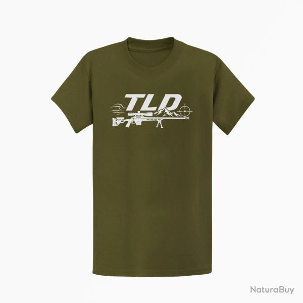 T-shirt Tir Sportif TLD Montagne et carabine Kaki / Blanc