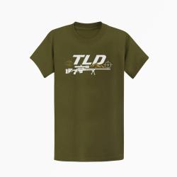 T-shirt Tir Sportif TLD Montagne et carabine Kaki / Blanc et orange