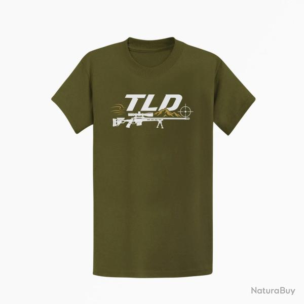 T-shirt Tir Sportif TLD Montagne et carabine Kaki / Blanc et orange
