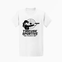 T-shirt Tir Sportif Tireuse sportive France Pistolet Blanc