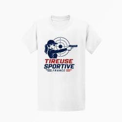T-shirt Tir Sportif Tireuse sportive France Pistolet Blanc / Orange