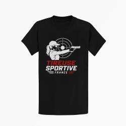 T-shirt Tir Sportif Tireuse sportive France Pistolet Noir