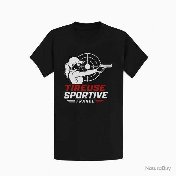 T-shirt Tir Sportif Tireuse sportive France Pistolet Noir