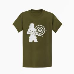 T-shirt Tir Sportif Tireuse Cible Kaki / Blanc