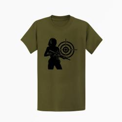T-shirt Tir Sportif Tireuse Cible Kaki / Noir