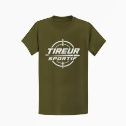 T-shirt Tir Sportif Tireur sportif Typographie Kaki / Blanc