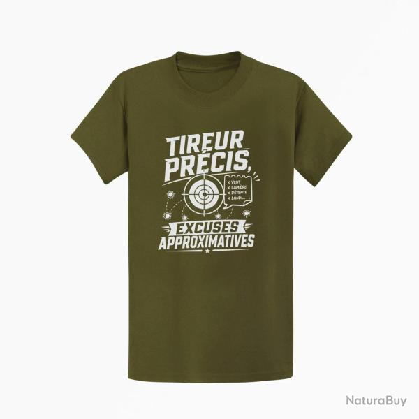 T-shirt Tir Sportif Tireur pr�cis, excuses approximatives Kaki / Blanc