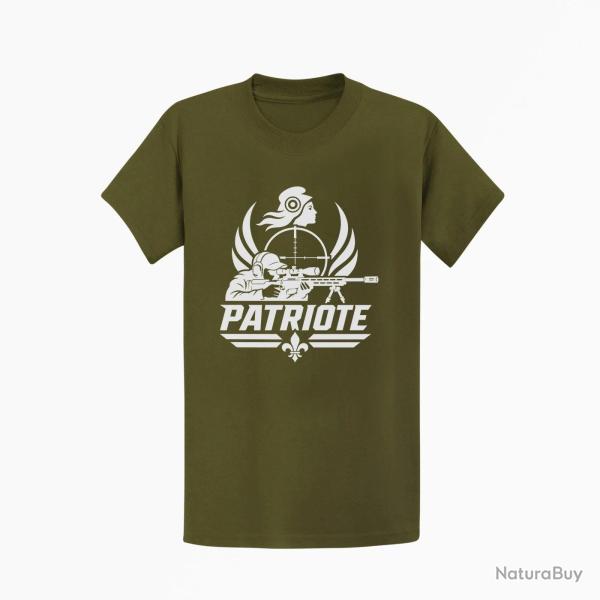 T-shirt Tir Sportif Tireur patriote Coq Kaki / Blanc