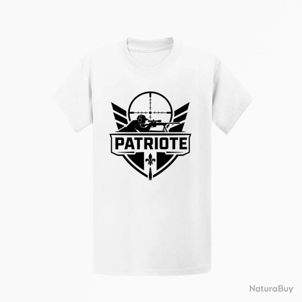T-shirt Tir Sportif Tireur patriote Blason Blanc