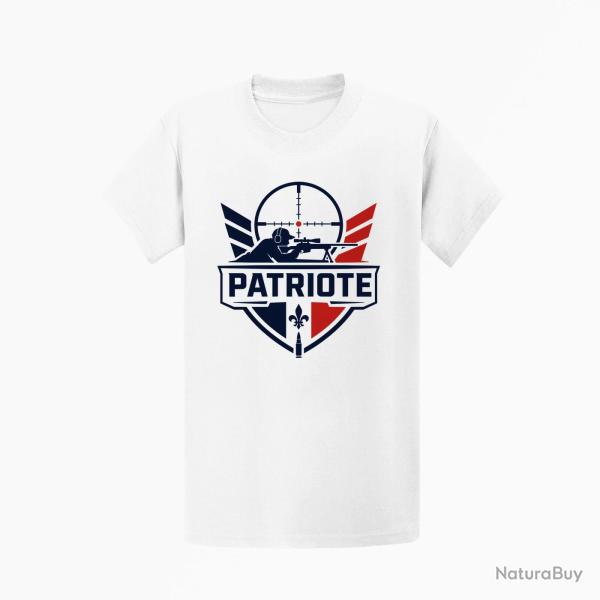 T-shirt Tir Sportif Tireur patriote Blason Blanc / Orange