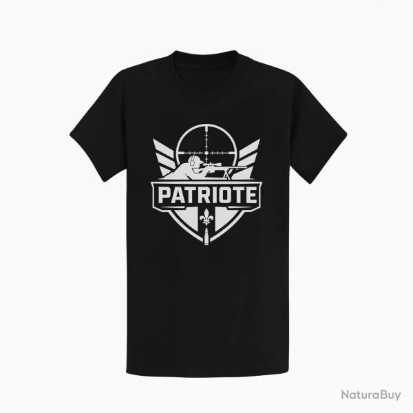 T-shirt Tir Sportif Tireur patriote Blason Noir