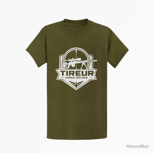 T-shirt Tir Sportif Tireur longue distance R�ticule Kaki / Blanc