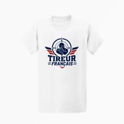 T-shirt Tir Sportif Tireur fran&ccedil;ais Blanc / Orange
