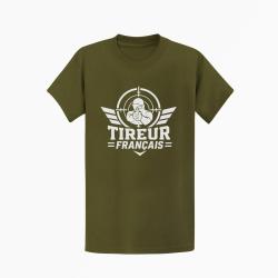T-shirt Tir Sportif Tireur fran&ccedil;ais Kaki / Blanc