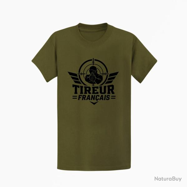 T-shirt Tir Sportif Tireur fran�ais Kaki / Noir