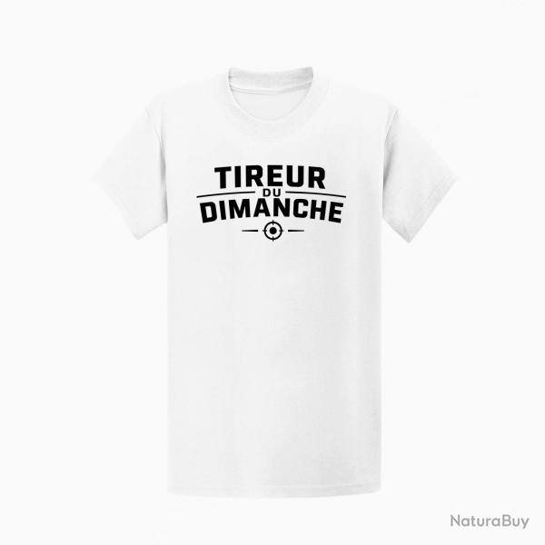 T-shirt Tir Sportif Tireur du dimanche Typographie cible Blanc