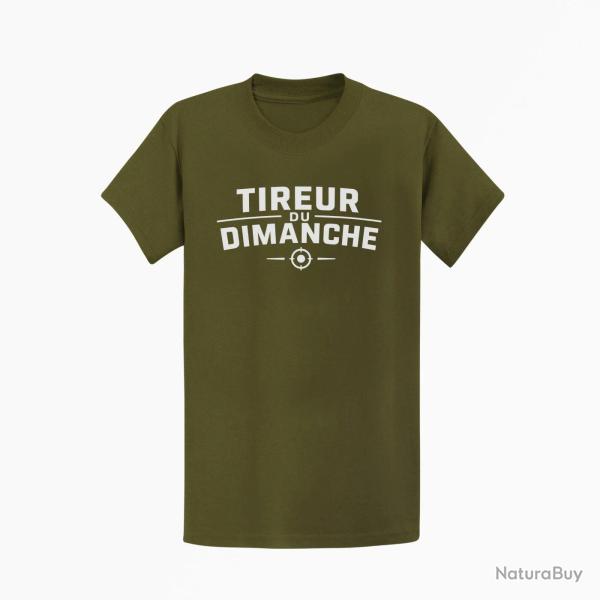 T-shirt Tir Sportif Tireur du dimanche Typographie cible Kaki / Blanc