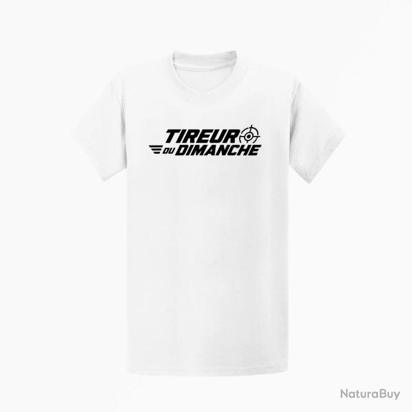 T-shirt Tir Sportif Tireur du dimanche Lettrage dynamique Blanc