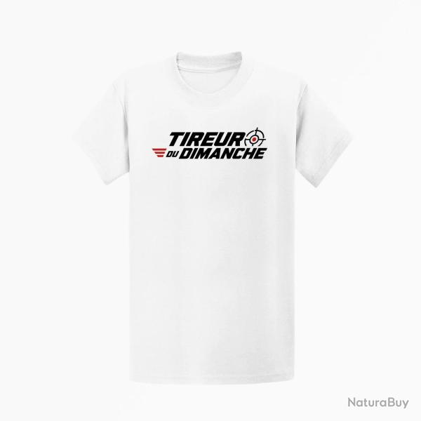 T-shirt Tir Sportif Tireur du dimanche Lettrage dynamique Blanc / Orange