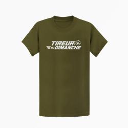 T-shirt Tir Sportif Tireur du dimanche Lettrage dynamique Kaki / Blanc